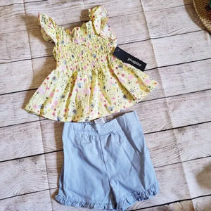 PICAPINO yellow blue floral matching set 6